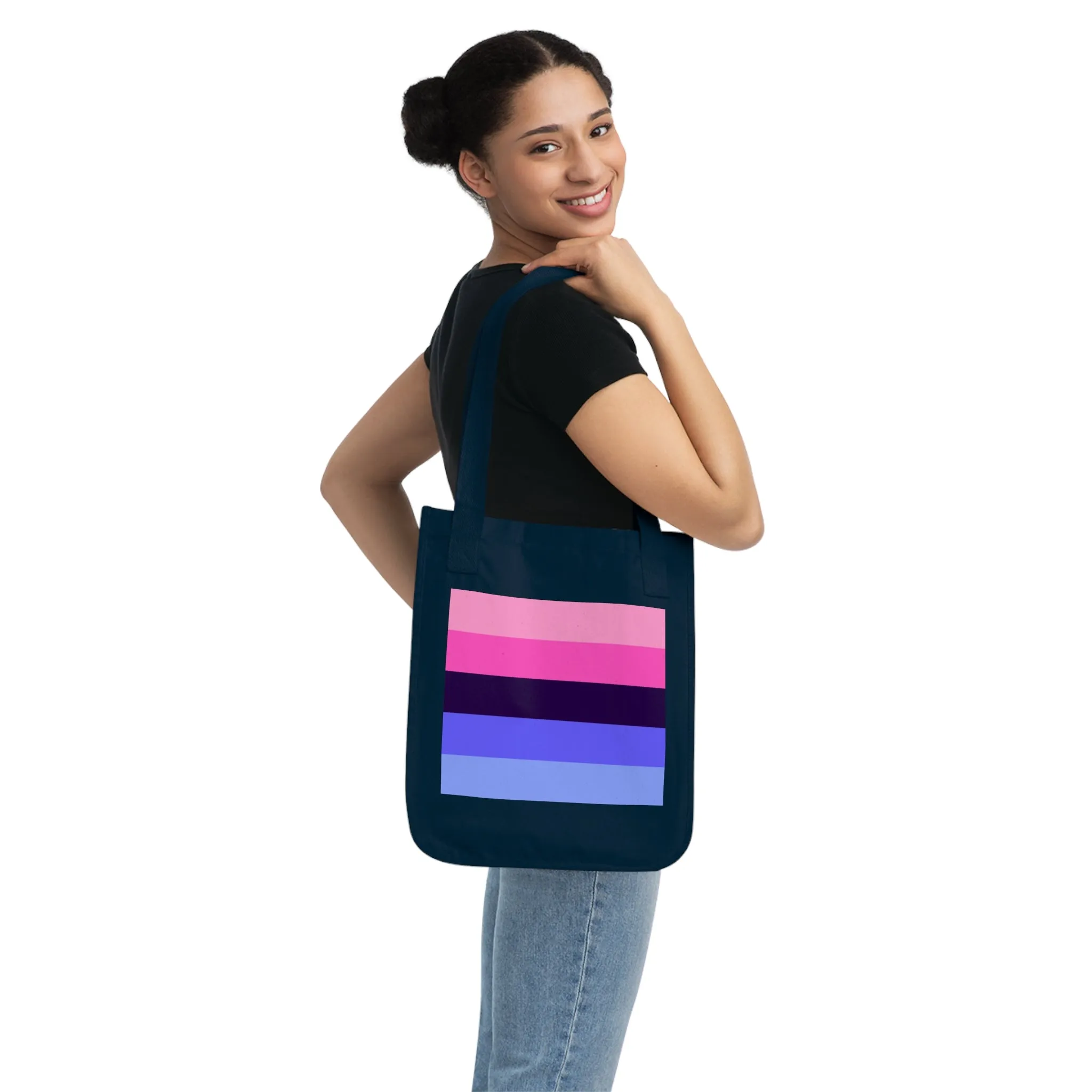 Omnisexual Pride Color Block Organic Canvas Tote Bag - Eco-Friendly Reusable Shopping Bag