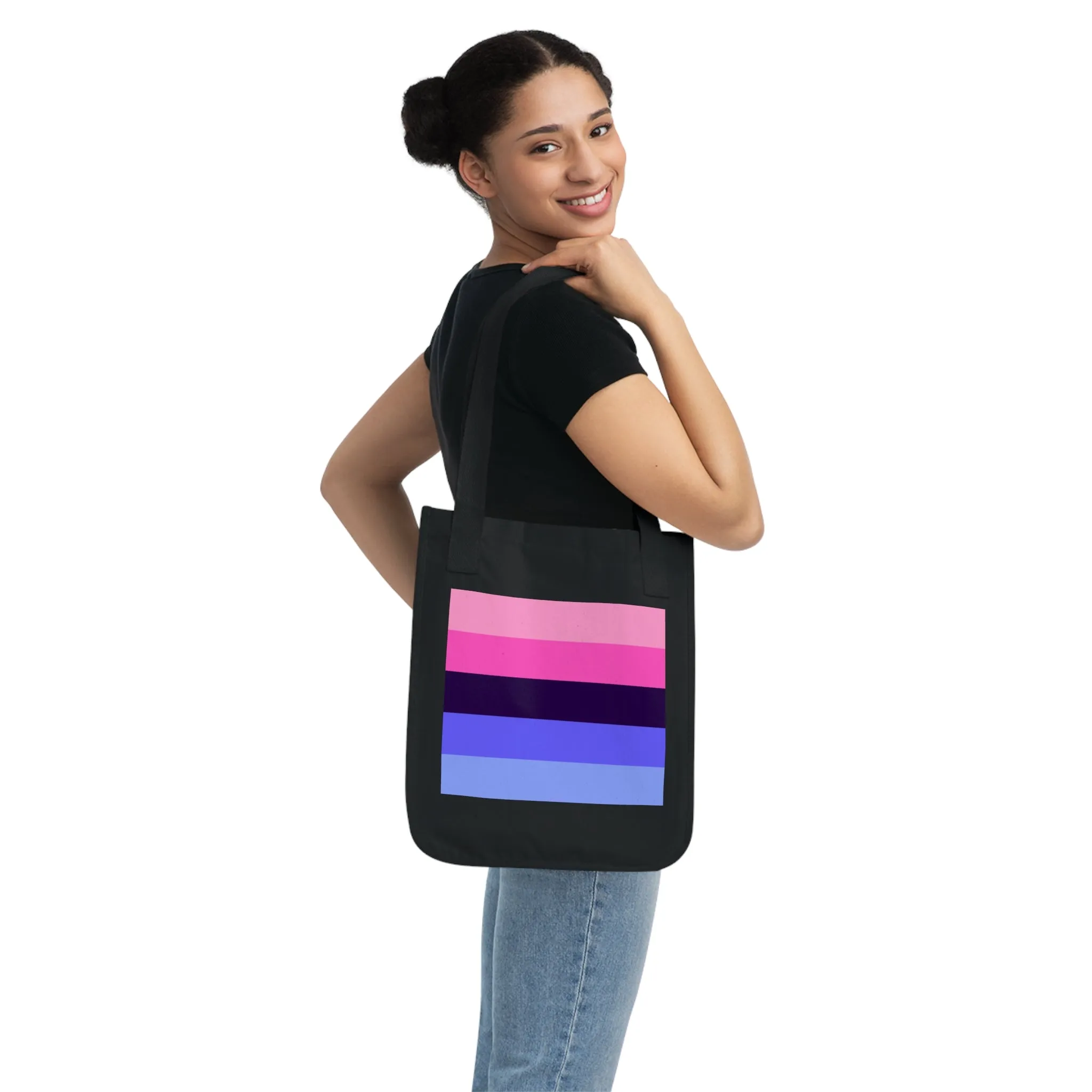 Omnisexual Pride Color Block Organic Canvas Tote Bag - Eco-Friendly Reusable Shopping Bag