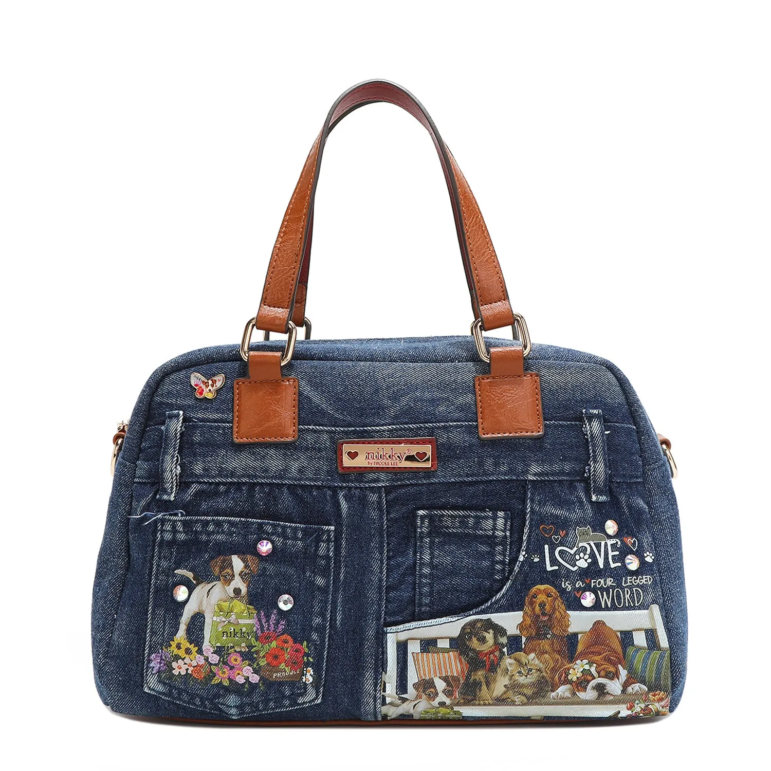 ONE HAPPY FAMILY DENIM SATCHEL