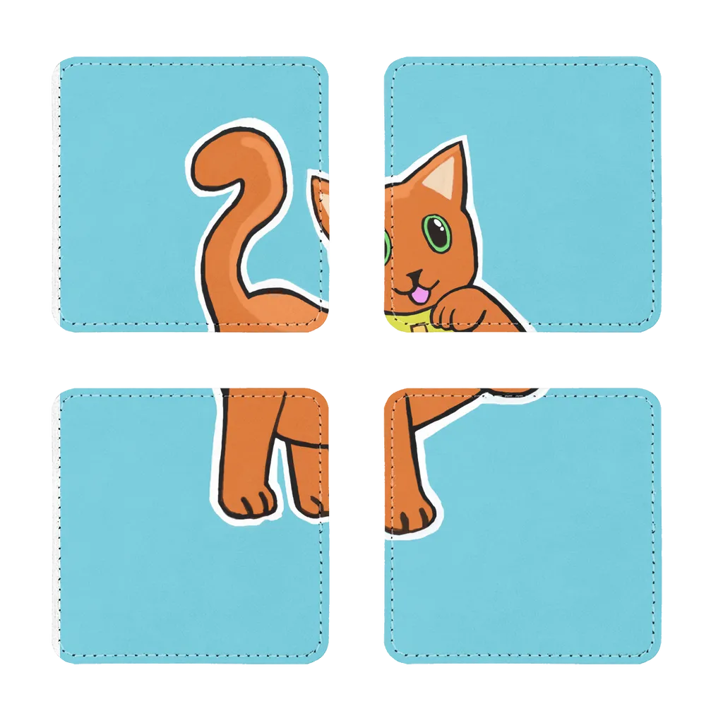 Orange Cat Sublimation Coasters Pack of Four