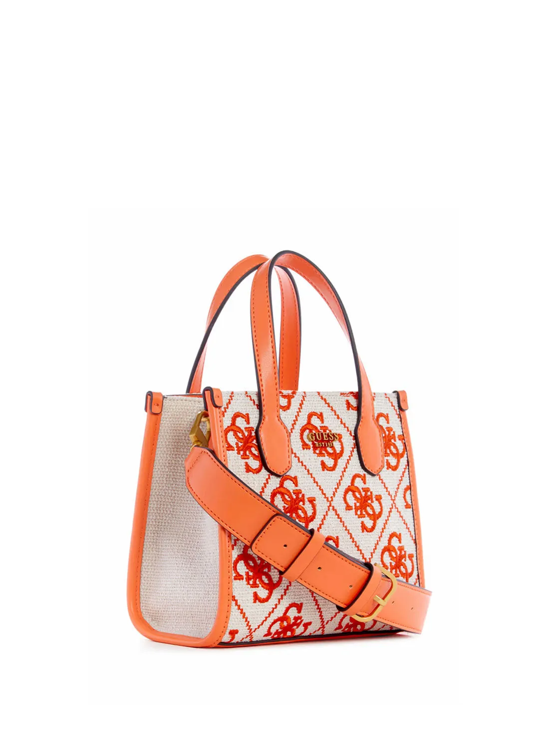 Orange Logo Silvana Mini Canvas Tote Bag