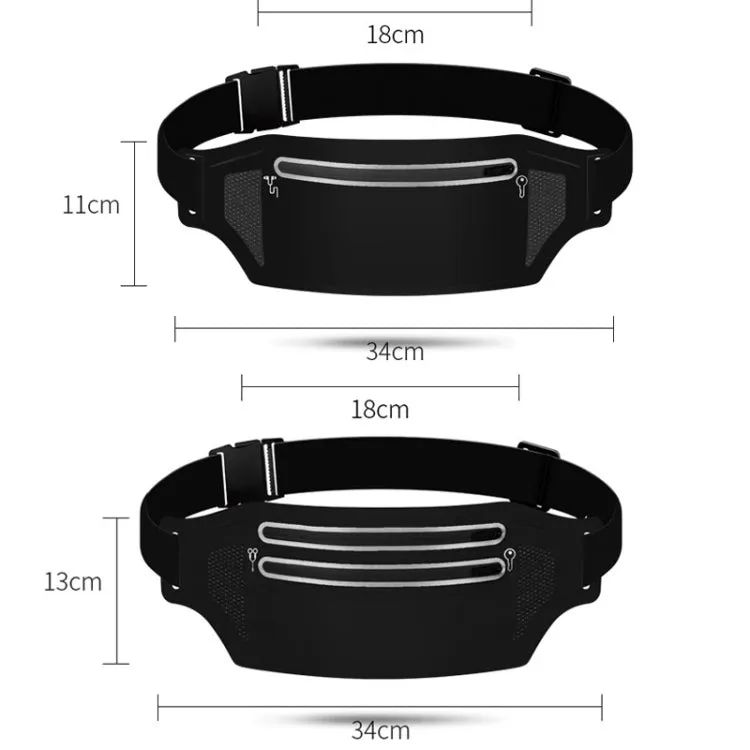 Outdoor Running Cell Phone Waist Pack Men And Women Waterproof Sports Gear, Style: Dual Zipper Black