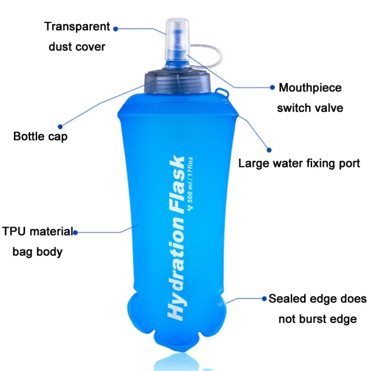 Outdoor Running Sports TPU Folding Soft Water Bag(500ml)