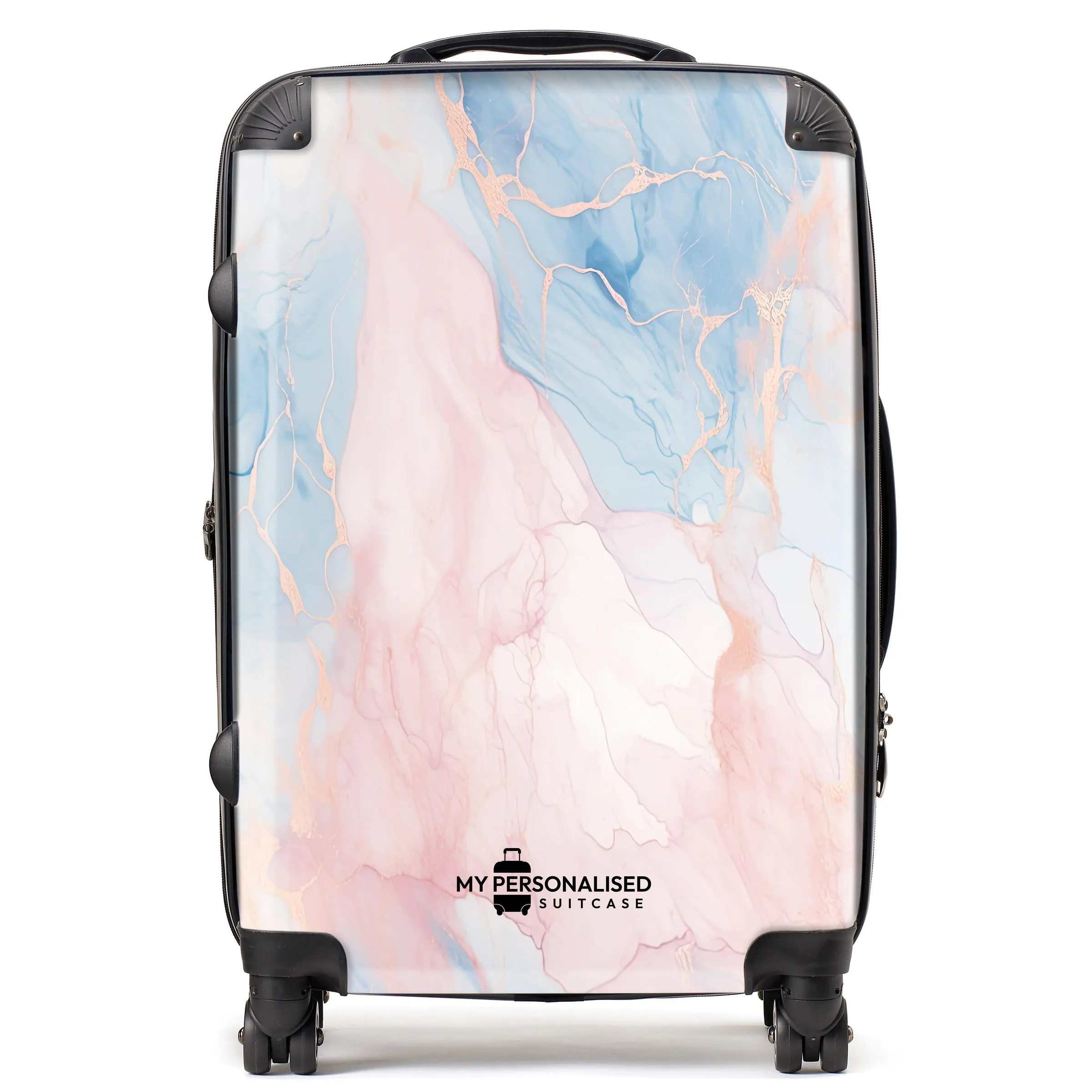 Personalised Baby Pink and Blue Marble Suitcase