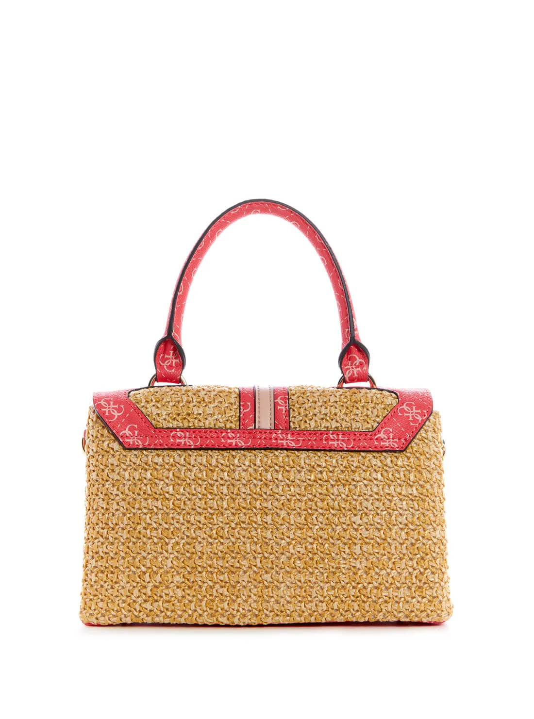 Pink Multi Logo Kasinta Raffia Satchel Bag