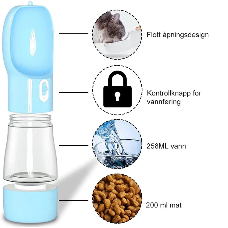 Portable water and food bottle for pets - perfect for trips