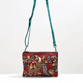 Red - Handpainted Kalamkari Natural Dyed Ghicha Silk Sling Bag