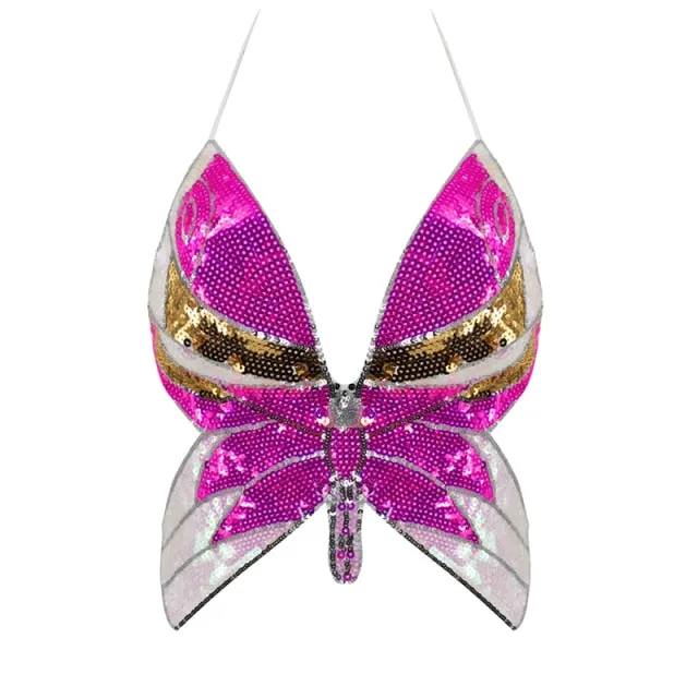 Sequin Butterfly Rave Outfit with Accessories