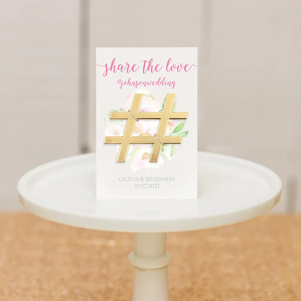 Share the Love Gold Hashtag Bottle Opener Wedding Favor