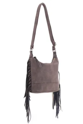 SJ20307 Soft Leather Fringe Crossbody Bag