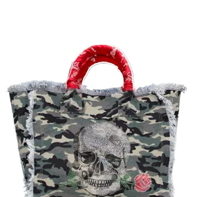 Skull & Rose Fringe Canvas Bag