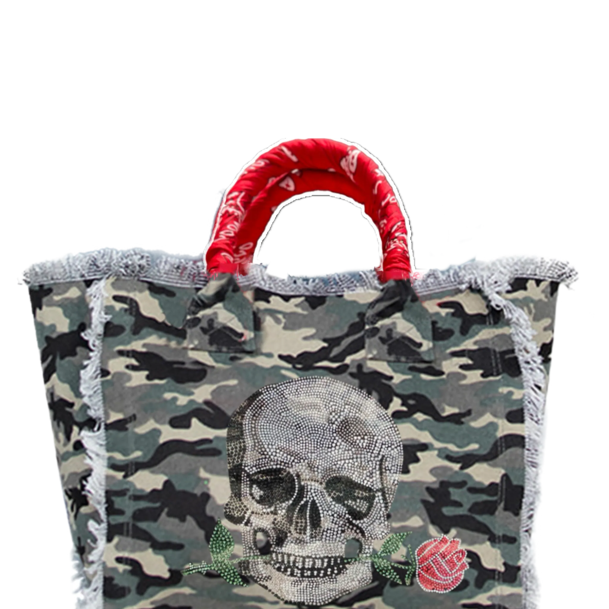 Skull & Rose Fringe Canvas Bag