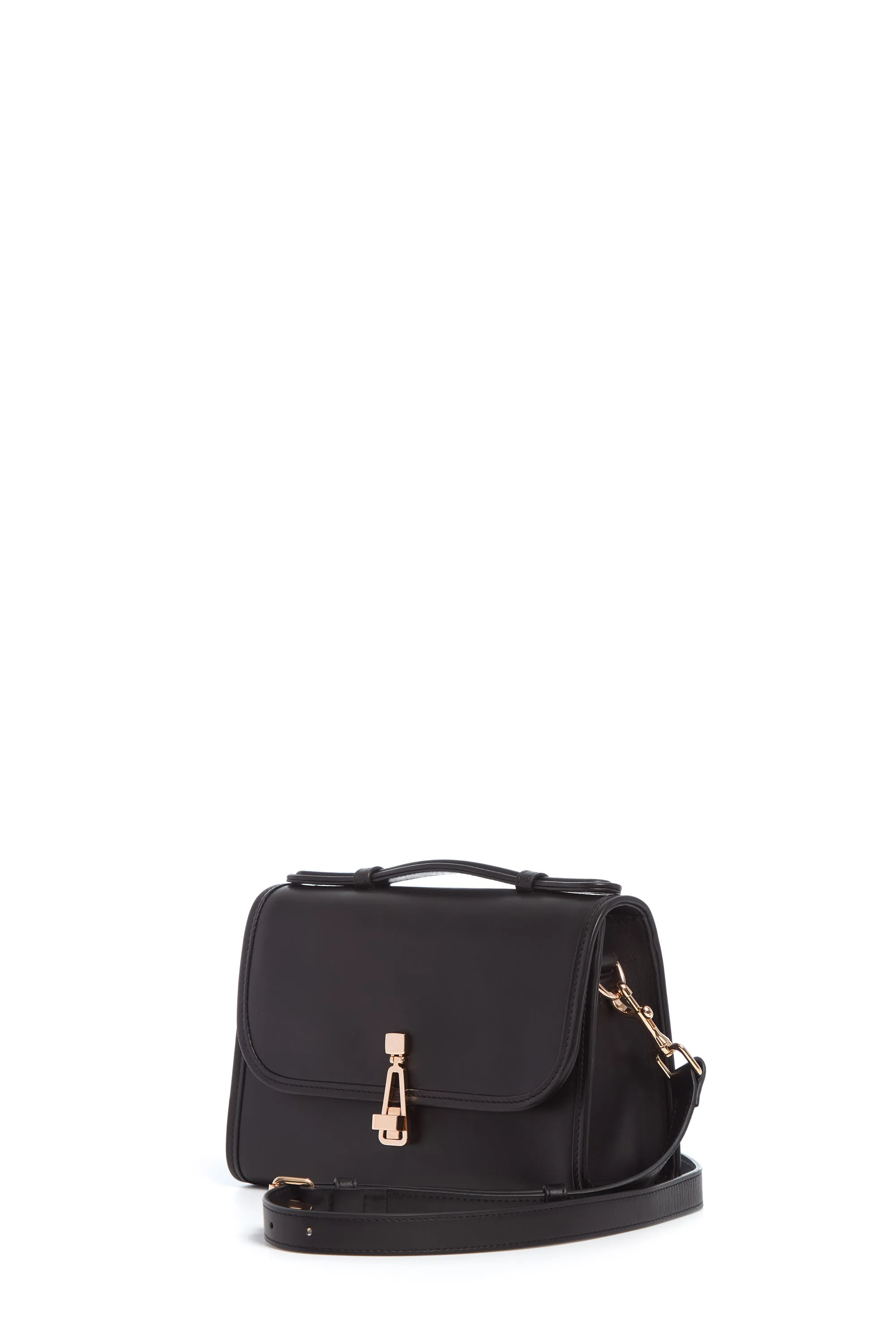 Small Leonora Flap Bag in Black Leather