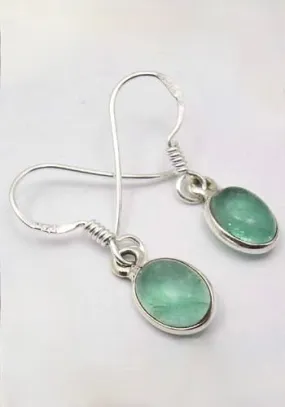 Solid Silver Apatite Oval Drop Earrings