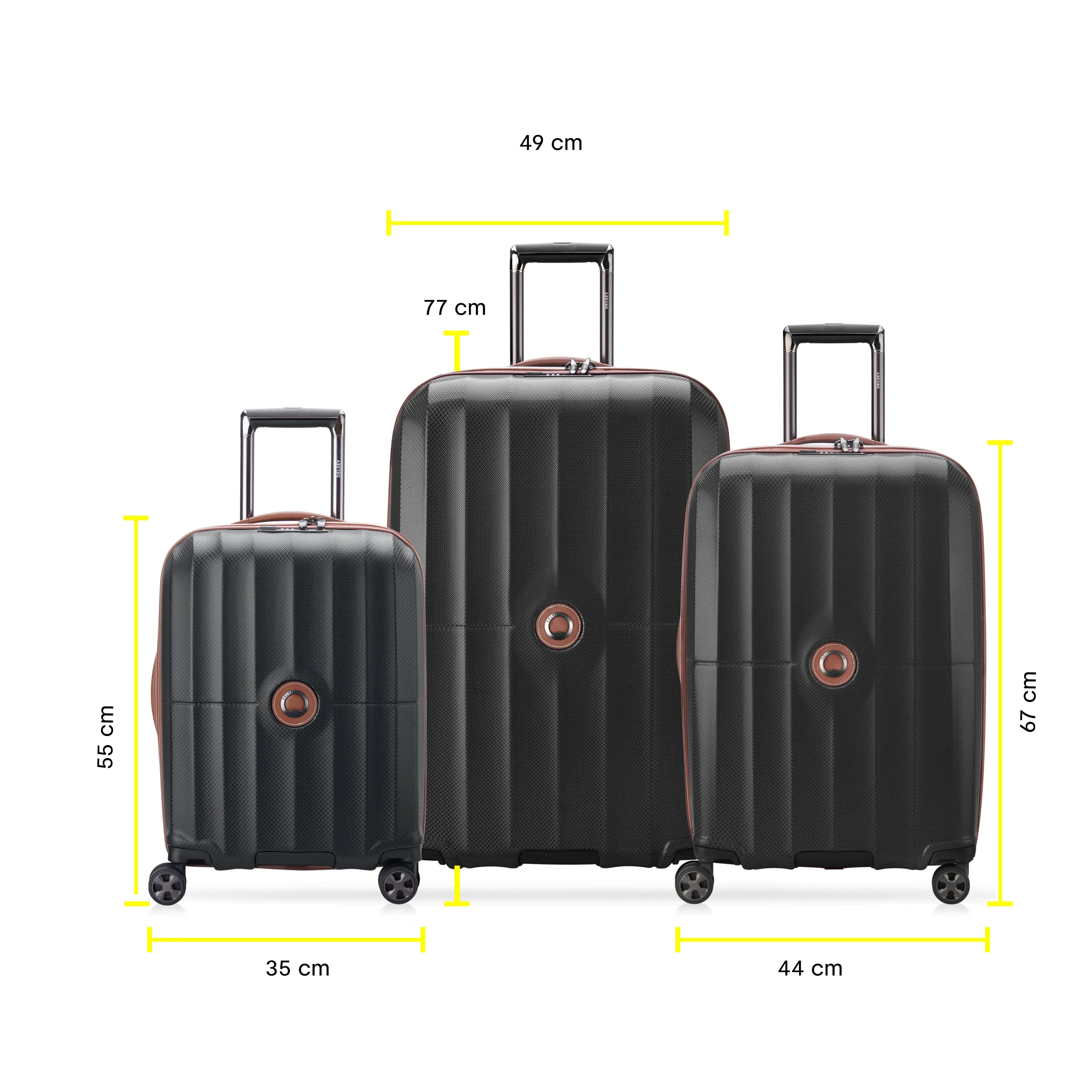 ST TROPEZ - Set 3 Expandable Suitcases (L-77cm) (M-67cm) (S-55cm)