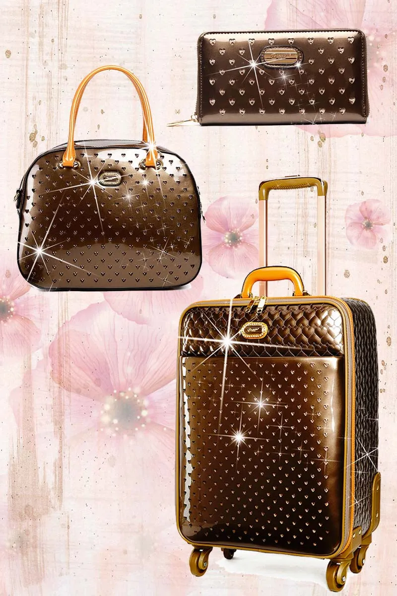 Starz Art Retro 3PC Set | Luxury Women Overnight Bag Set with Spinning Wheels