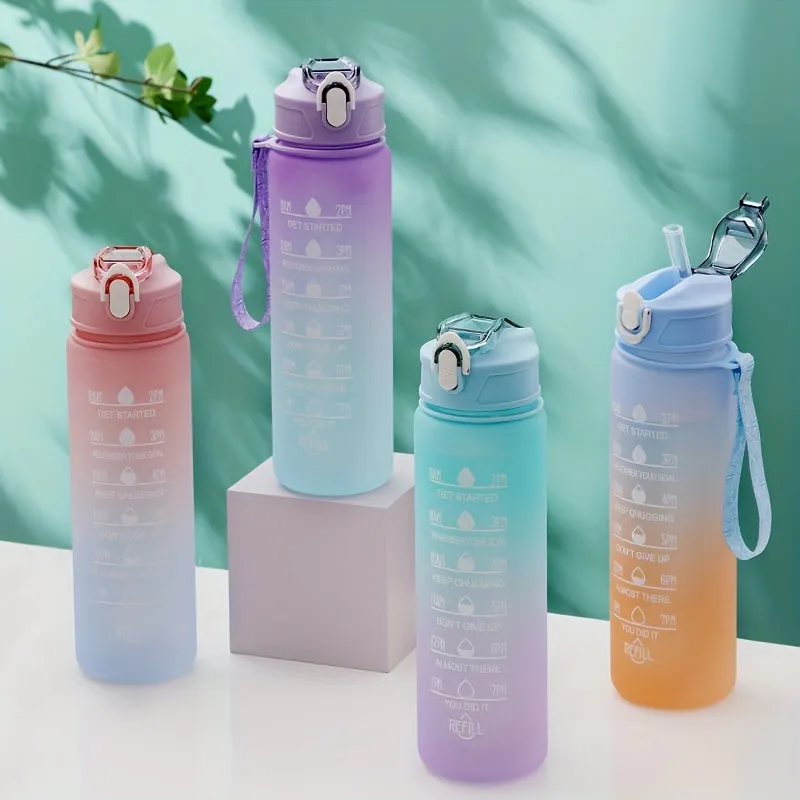 Stay Hydrated  Motivated Gradient Color Water Bottle with Time Marker