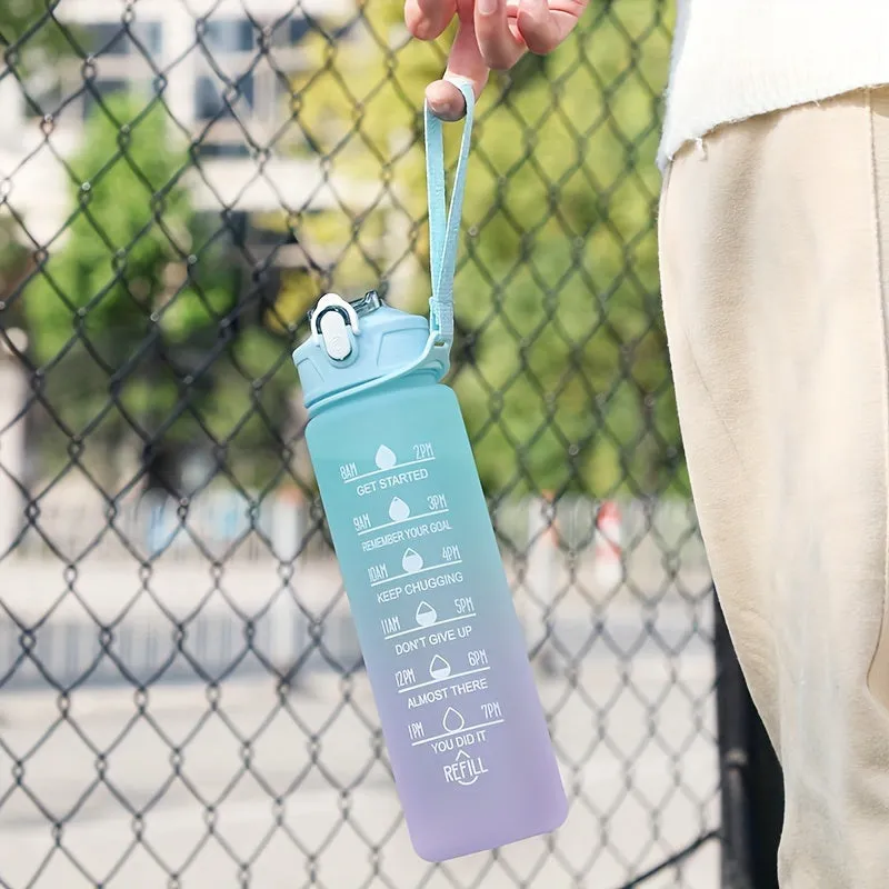 Stay Hydrated  Motivated Gradient Color Water Bottle with Time Marker