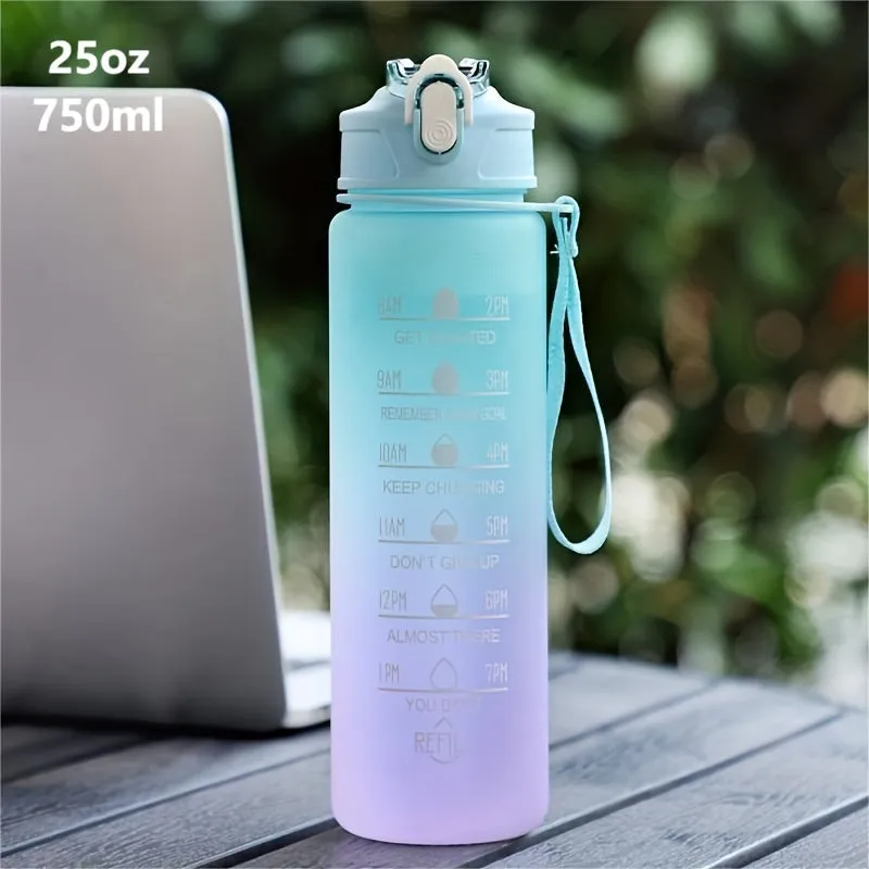 Stay Hydrated  Motivated Gradient Color Water Bottle with Time Marker