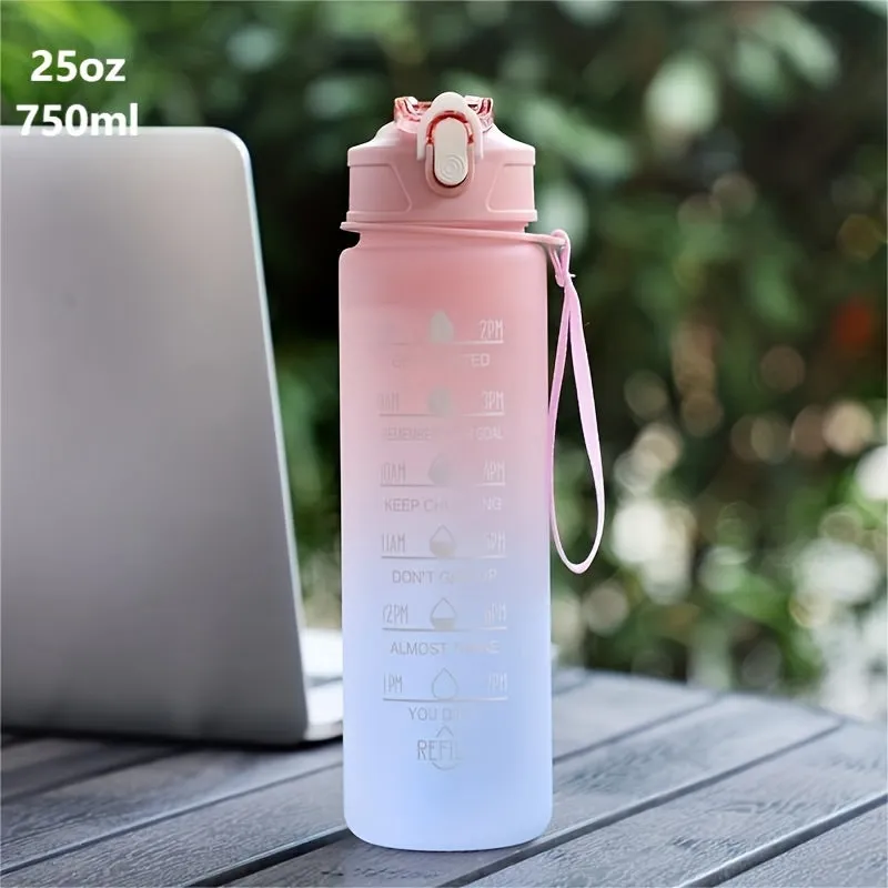 Stay Hydrated  Motivated Gradient Color Water Bottle with Time Marker