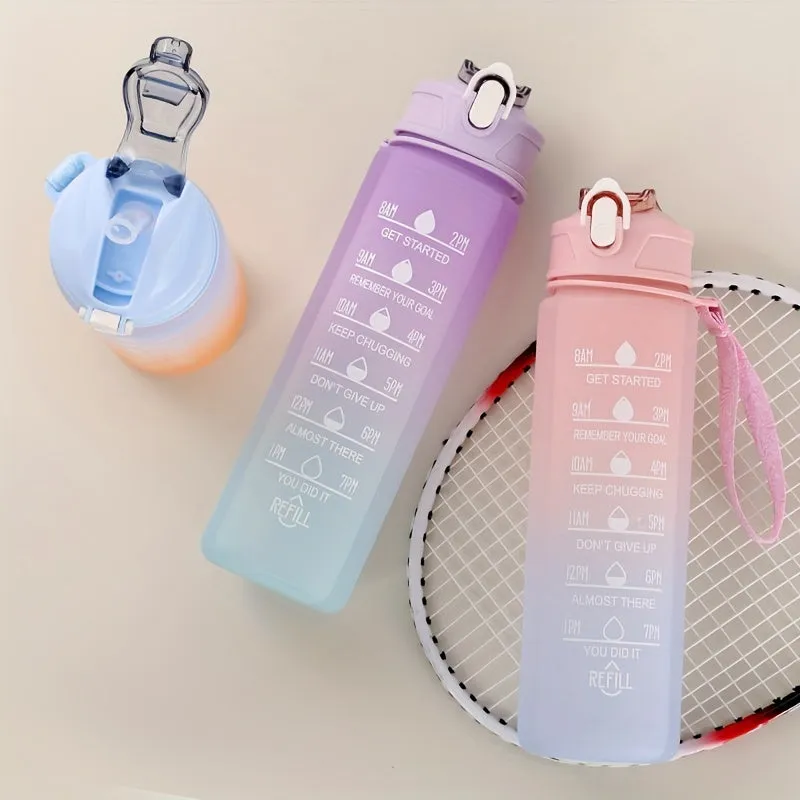 Stay Hydrated  Motivated Gradient Color Water Bottle with Time Marker