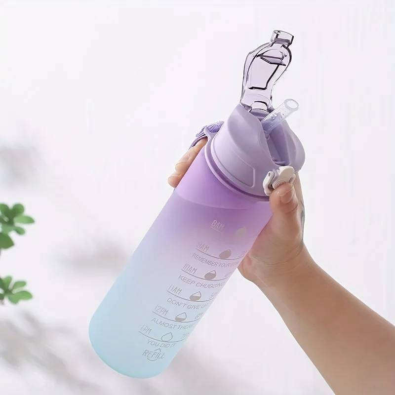 Stay Hydrated  Motivated Gradient Color Water Bottle with Time Marker