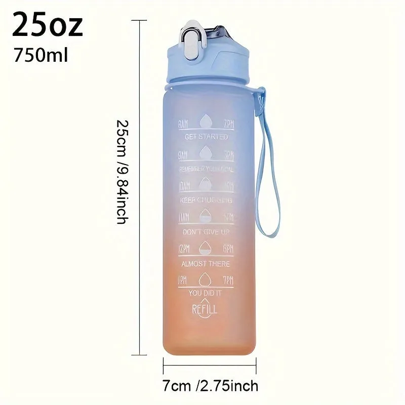 Stay Hydrated  Motivated Gradient Color Water Bottle with Time Marker