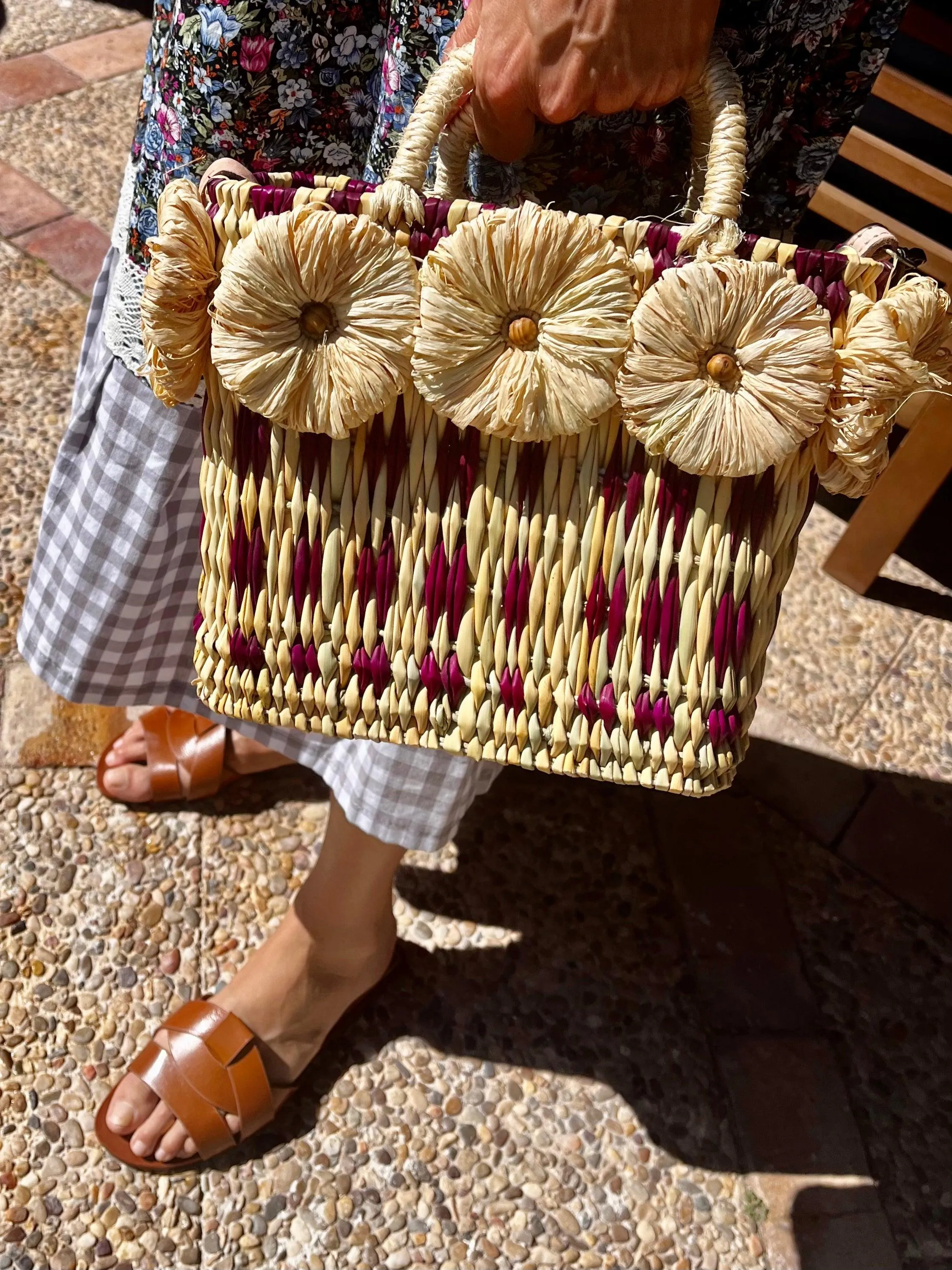 Stripes & Flowers crossbody bag