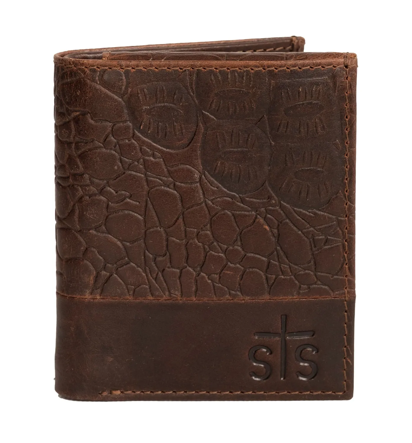 STS Men's Croc Leather Hidden Cash Bifold Wallet