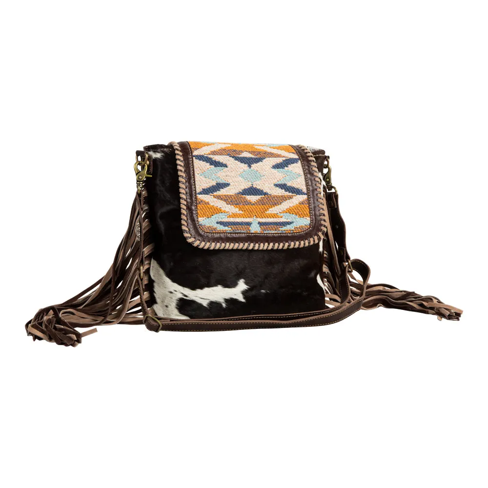 Sun Serape Fringed Leather Hairon Bag