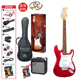 SX  3/4 SIZE ELECTRIC GTR KIT CANDY APPLE RED SE1SK34CAR