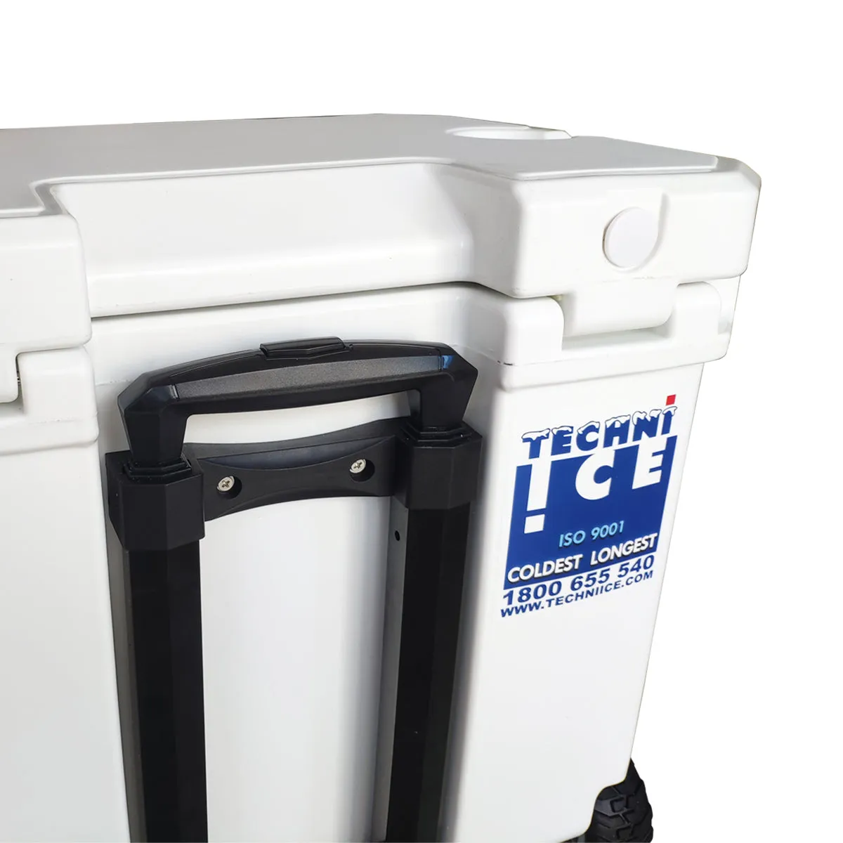 Techni Ice Signature Hybrid Premium Ice Box 35L White with Wheels & Telescopic Travel Handle - *Preorder FOR MID-LATE NOVEMBER DISPATCH *FREE 6 REUSABLE DRY ICE PACKS VALUES $32.95