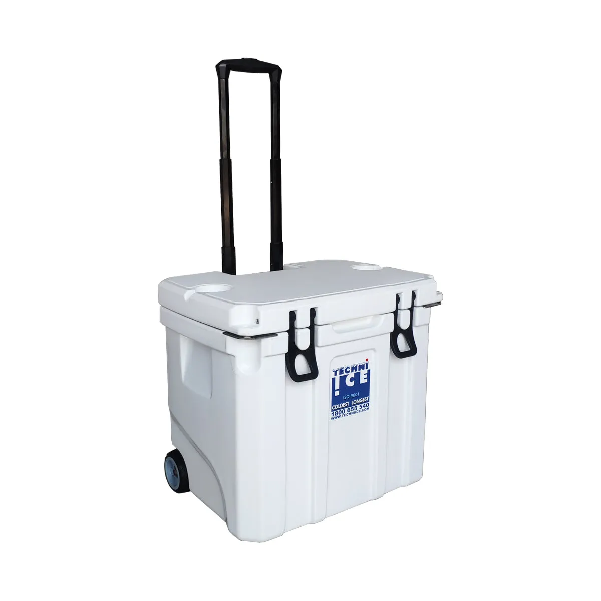 Techni Ice Signature Hybrid Premium Ice Box 35L White with Wheels & Telescopic Travel Handle - *Preorder FOR MID-LATE NOVEMBER DISPATCH *FREE 6 REUSABLE DRY ICE PACKS VALUES $32.95