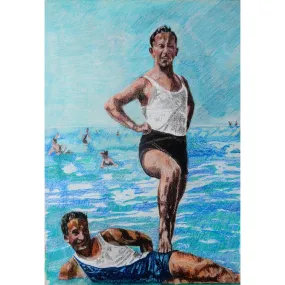 The Champion bather portrait drawing by Stella Tooth