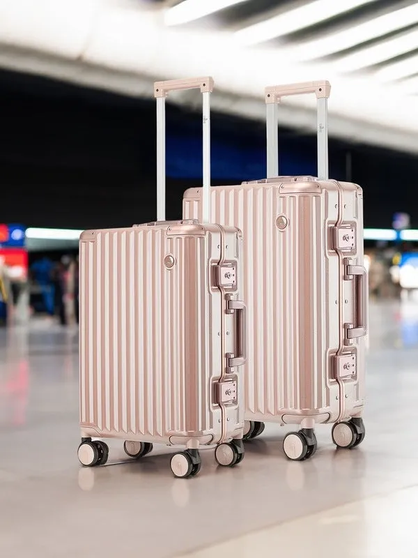 THE CLOWNFISH Combo of 2 Stark Series Luggage Polycarbonate Hard Case Suitcases Eight Wheel Trolley Bags with Double TSA Locks- Blush Pink (Medium 67 cm-26 inch, Small 57 cm-22 inch)