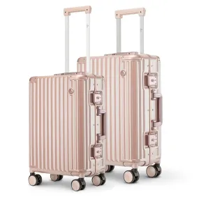 THE CLOWNFISH Combo of 2 Stark Series Luggage Polycarbonate Hard Case Suitcases Eight Wheel Trolley Bags with Double TSA Locks- Blush Pink (Medium 67 cm-26 inch, Small 57 cm-22 inch)