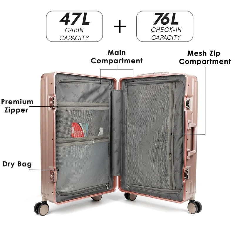 THE CLOWNFISH Combo of 2 Stark Series Luggage Polycarbonate Hard Case Suitcases Eight Wheel Trolley Bags with Double TSA Locks- Blush Pink (Medium 67 cm-26 inch, Small 57 cm-22 inch)