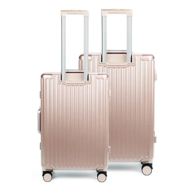 THE CLOWNFISH Combo of 2 Stark Series Luggage Polycarbonate Hard Case Suitcases Eight Wheel Trolley Bags with Double TSA Locks- Blush Pink (Medium 67 cm-26 inch, Small 57 cm-22 inch)