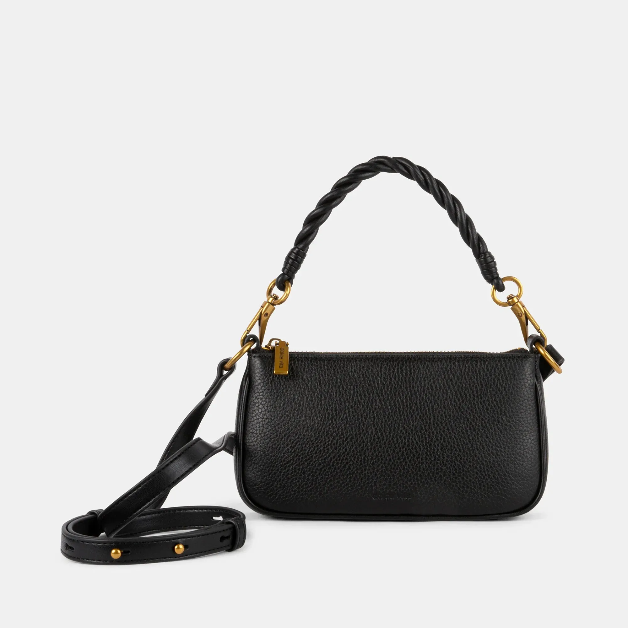 The Laura Top Handle Bag by Dolce Vita - Black Leather