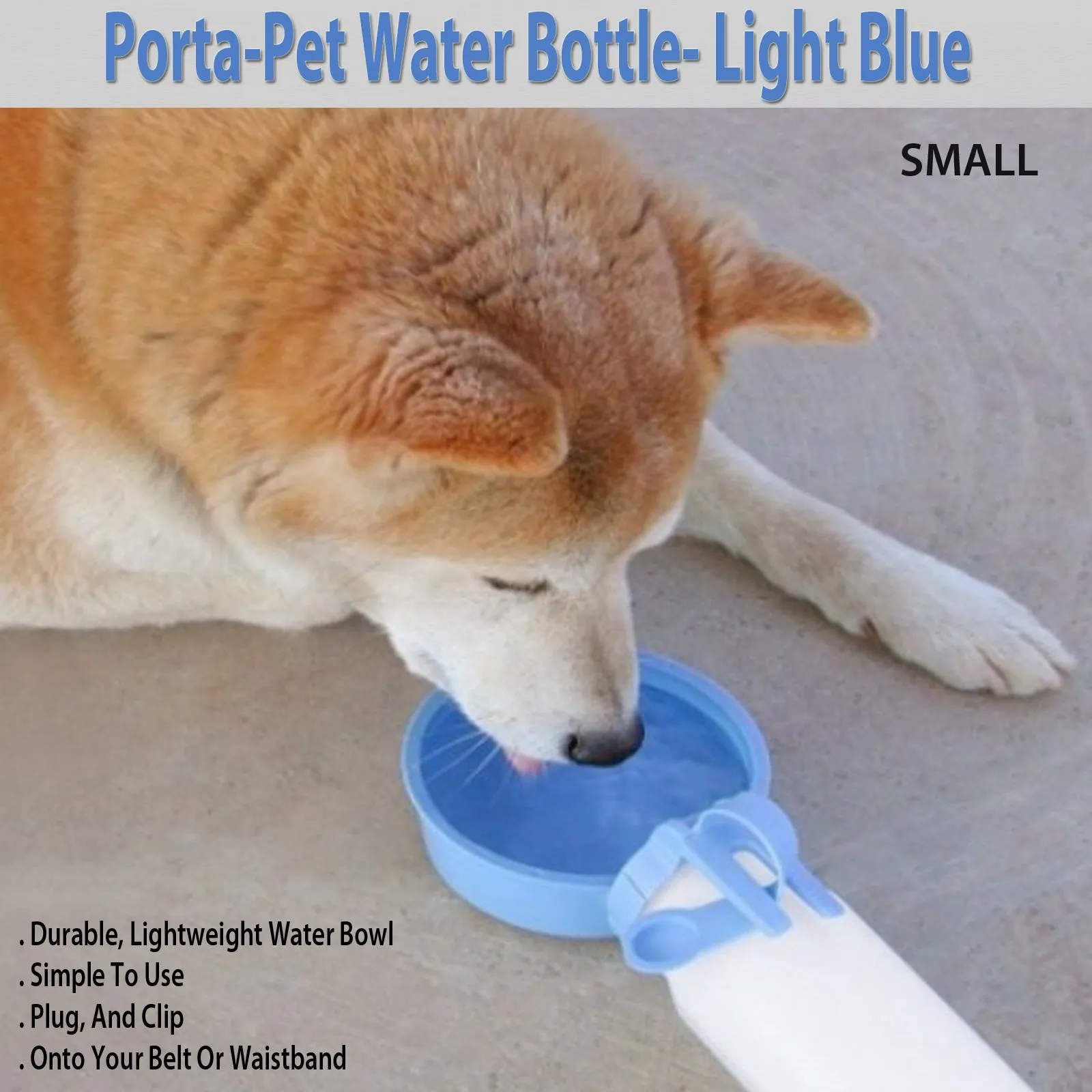 Travel-Friendly Porta-Pet Water Bottle in Light Blue - Small Size