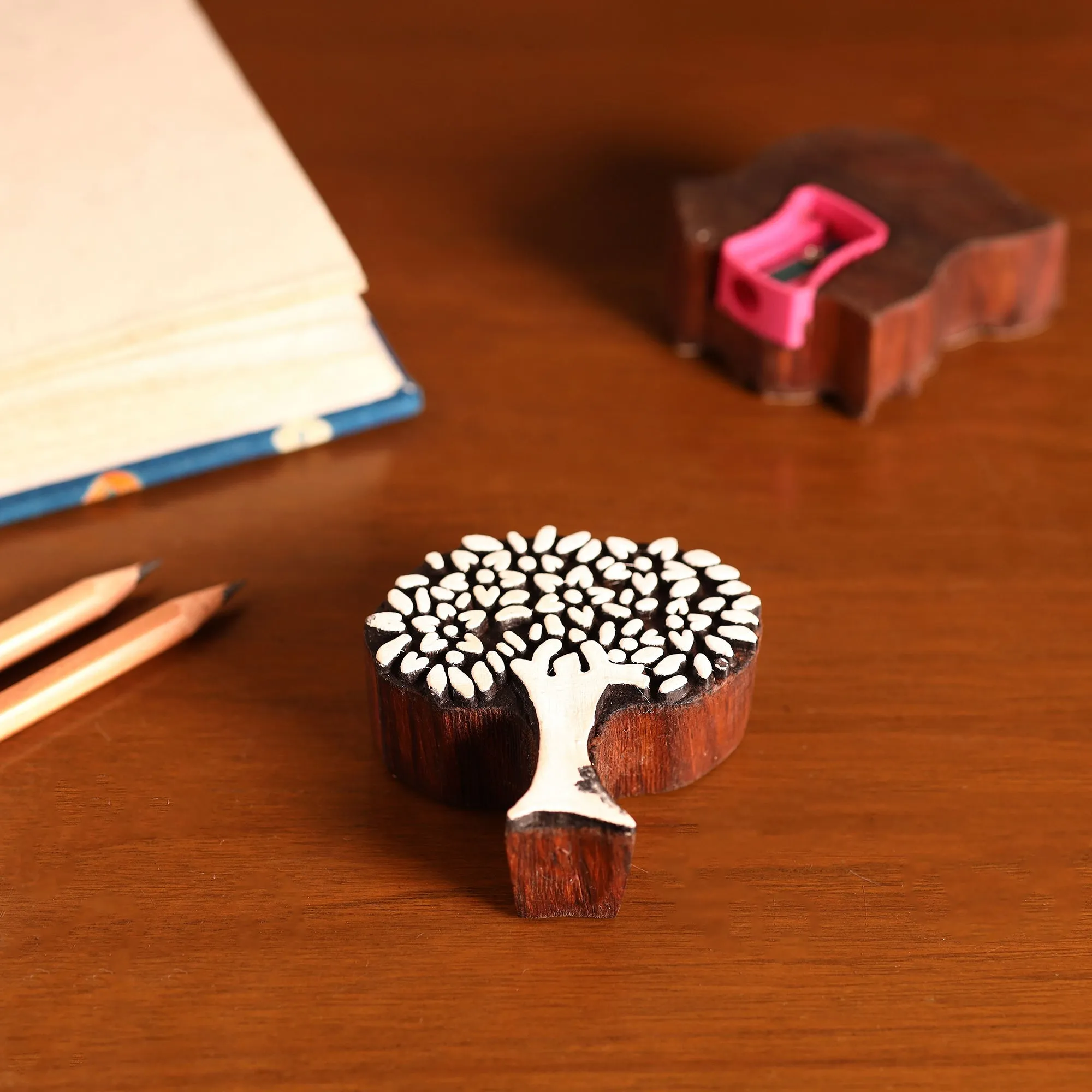 Tree - Hand Carved Sheesham Wood Block Sharpener