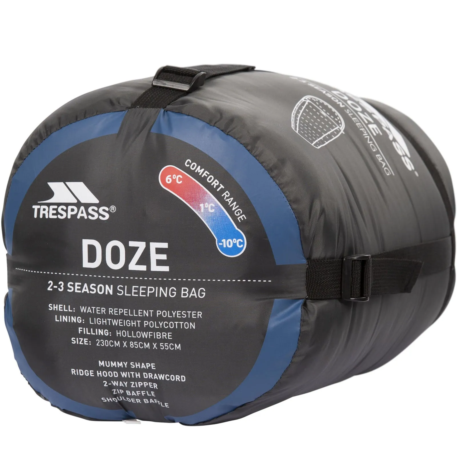 Trespass Adults Doze 3 Season Water Repellent Camping Sleeping Bag