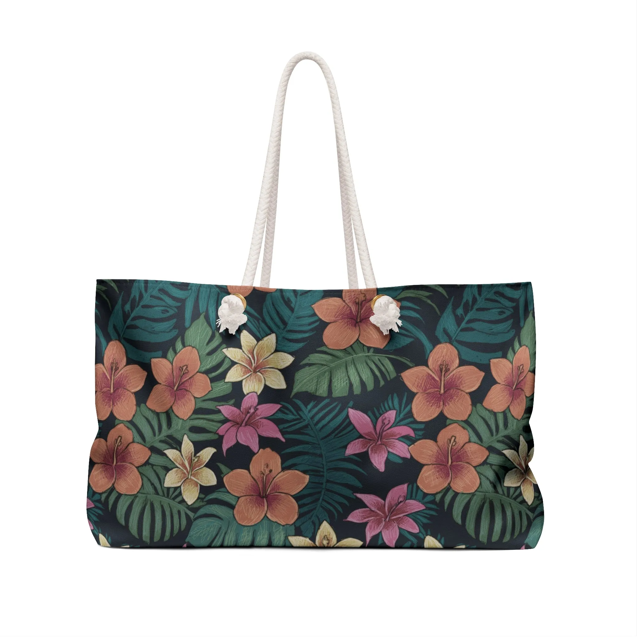 Tropical Hibiscus Plumeria Weekender Bag