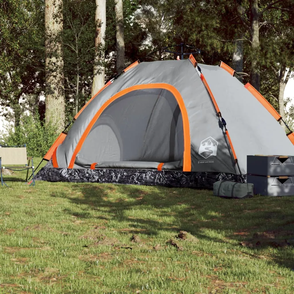 vidaXL Camping Tent 5-Person Grey and Orange Quick Release