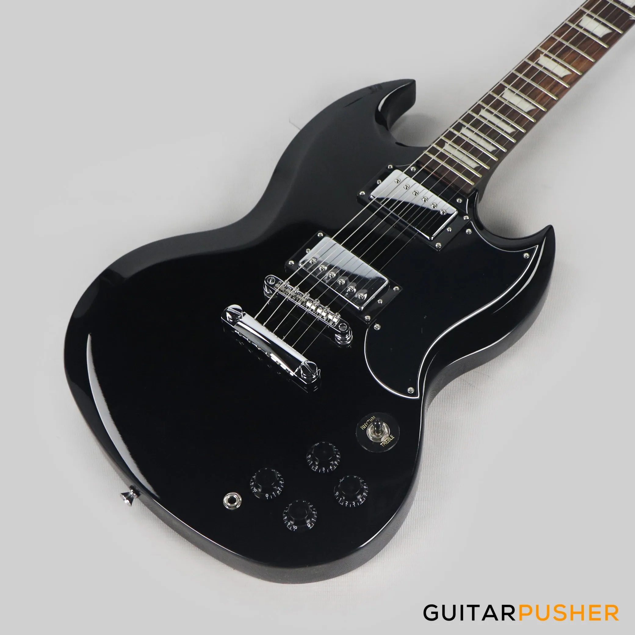 Vintage Coaster Series V69 Electric Guitar w/ Kinsman 10-Watt Amplifier, Gig Bag, & Accessories - Boulevard Black