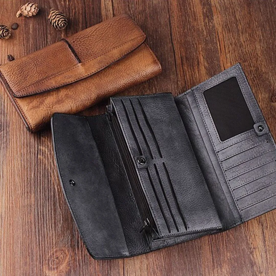 Vintage Leather Wallet: Short Slim Unisex Design for Men and Women