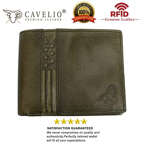 Wallet for Men’s - Genuine Leather Slim Bifold RFID Blocking Packed in Stylish Gift Box USA Series