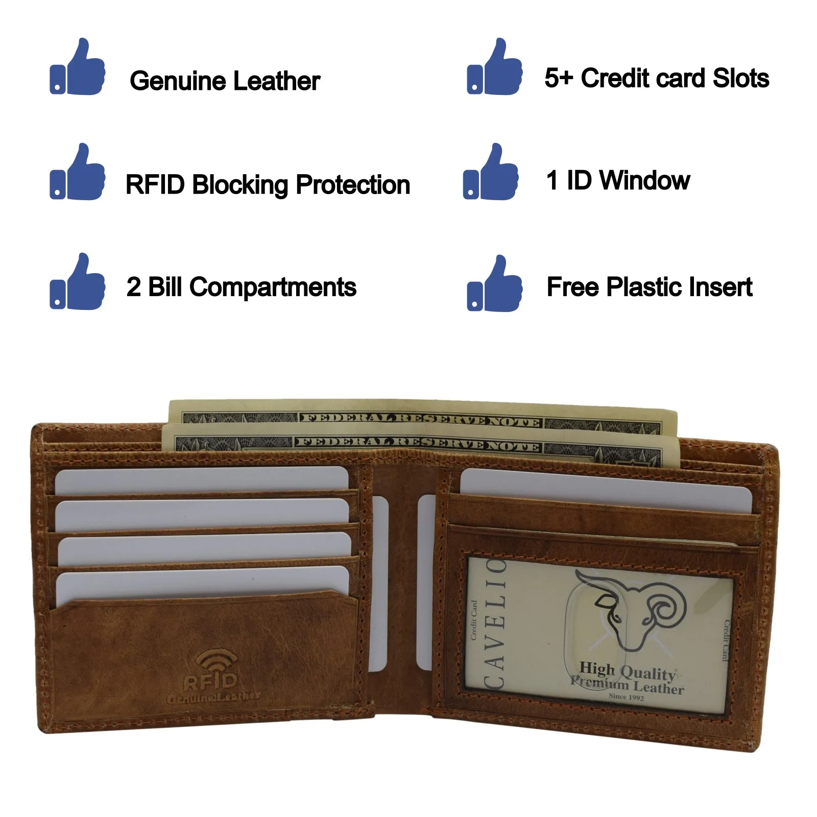 Wallet for Men’s - Genuine Leather Slim Bifold RFID Blocking Packed in Stylish Gift Box USA Series