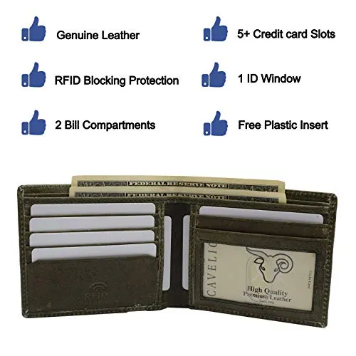 Wallet for Men’s - Genuine Leather Slim Bifold RFID Blocking Packed in Stylish Gift Box USA Series