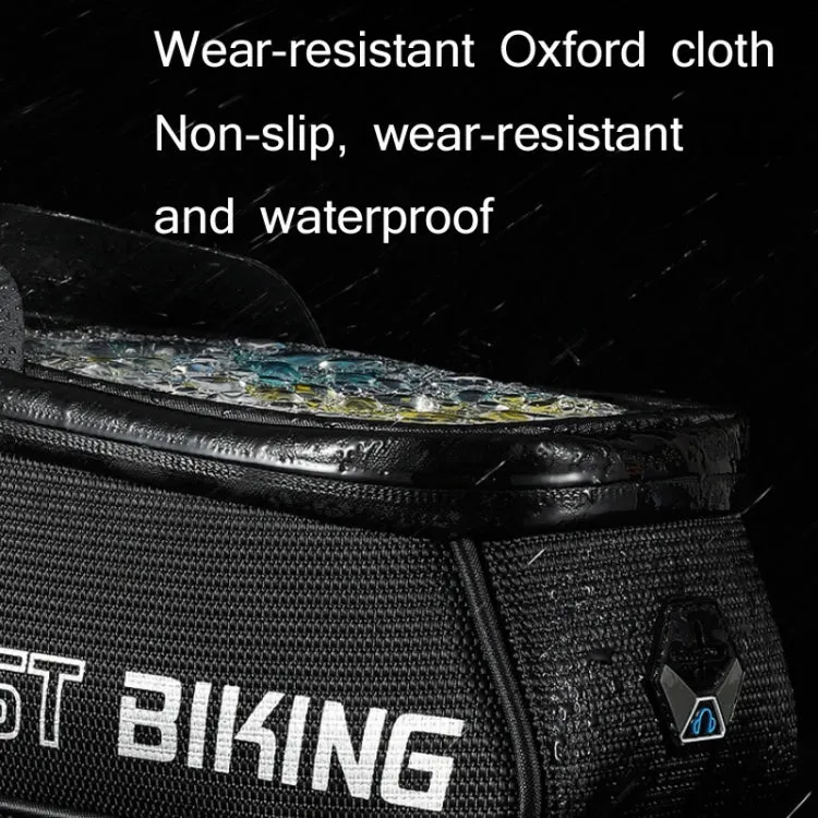 WEST BIKING West 6.9 Inches Rider Bike Reflective Mobile Phone Touch Screen Front Bag Mountain Bike Front Beam Upper Tube Bag(Black)